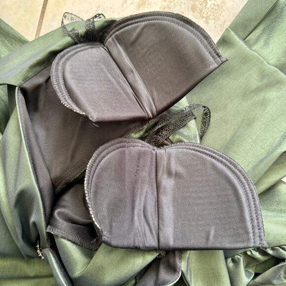 J R Nites Green Taffeta Black Satin Evening Dress 16W Mother of the Bride - Picture 11 of 15